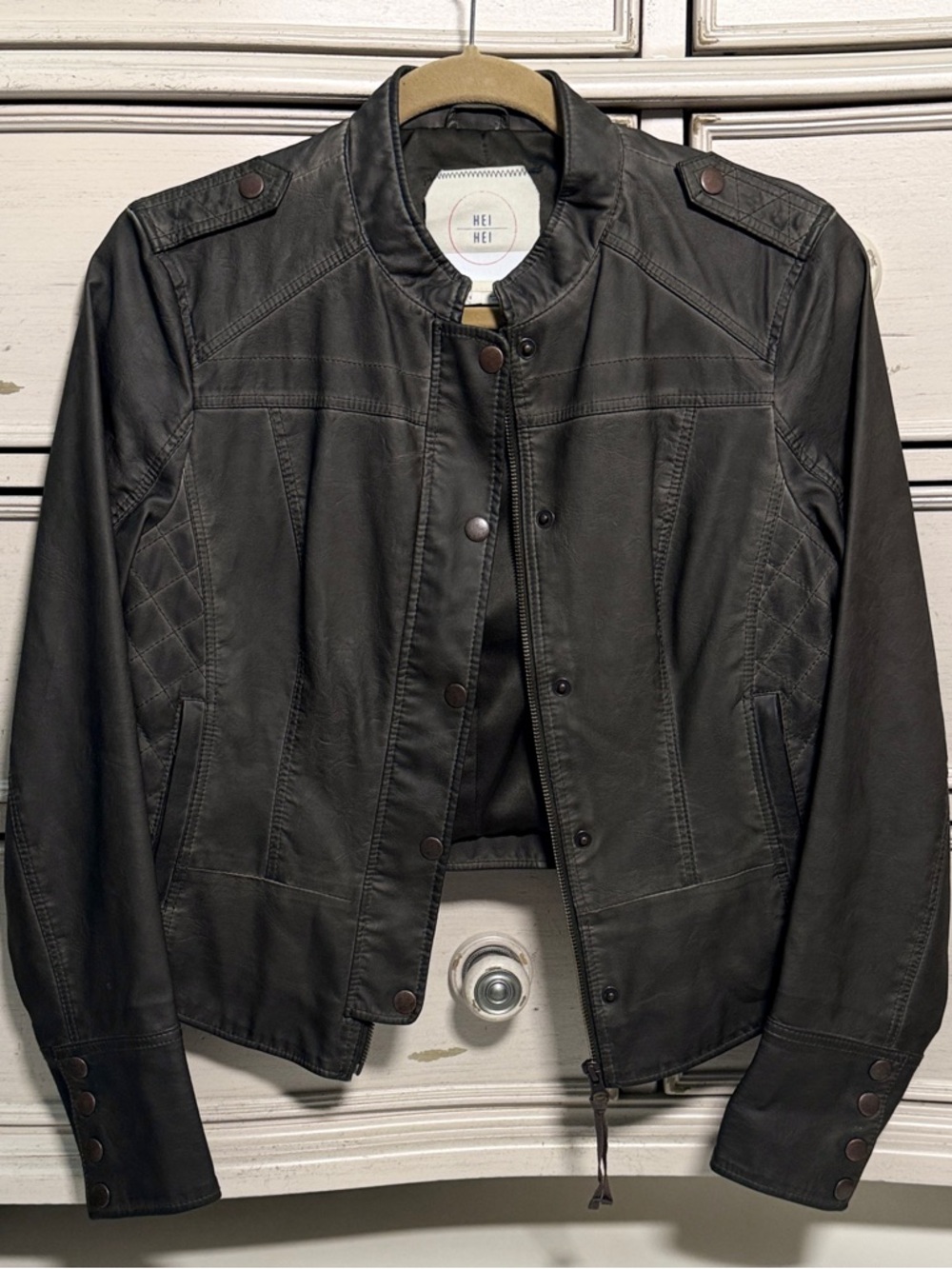 Anthropologie Hei Hei Vegan Leather Moto Jacket - Picture 4 of 7